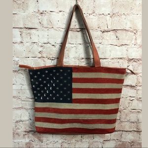 Scully Suede Leather USA Flag Purse Studded Stars
